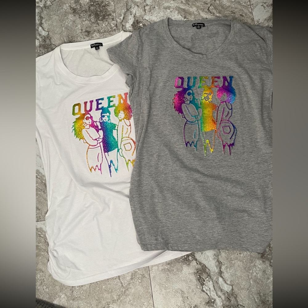 Bundle of 2 White “QUEEN” & Gray “QUEEN” Graphic Tees
